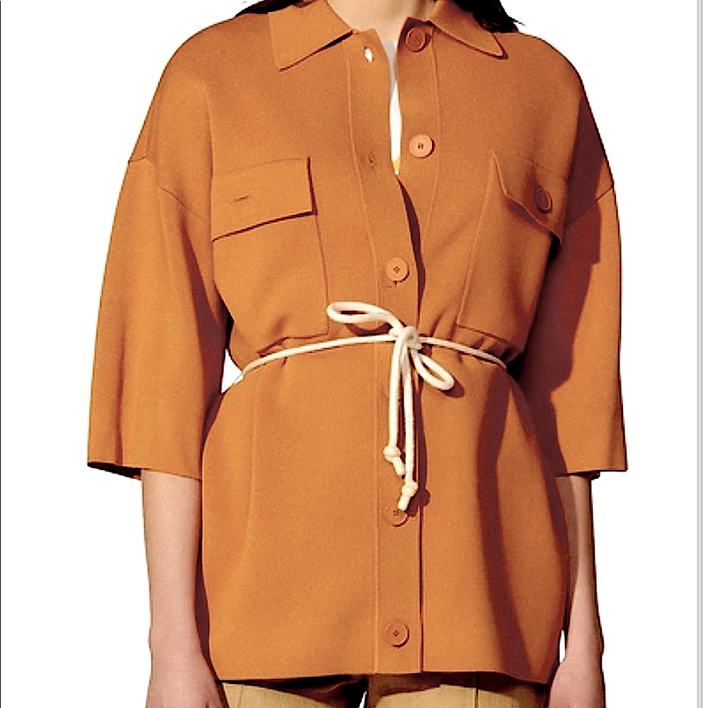 Sandro Martine Shirt In Ocrecomes With Belt